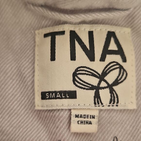 TNA Women's Classis Fit Button-Down Long Sleeves Cotton Shirt Small Gray - Picture 6 of 16